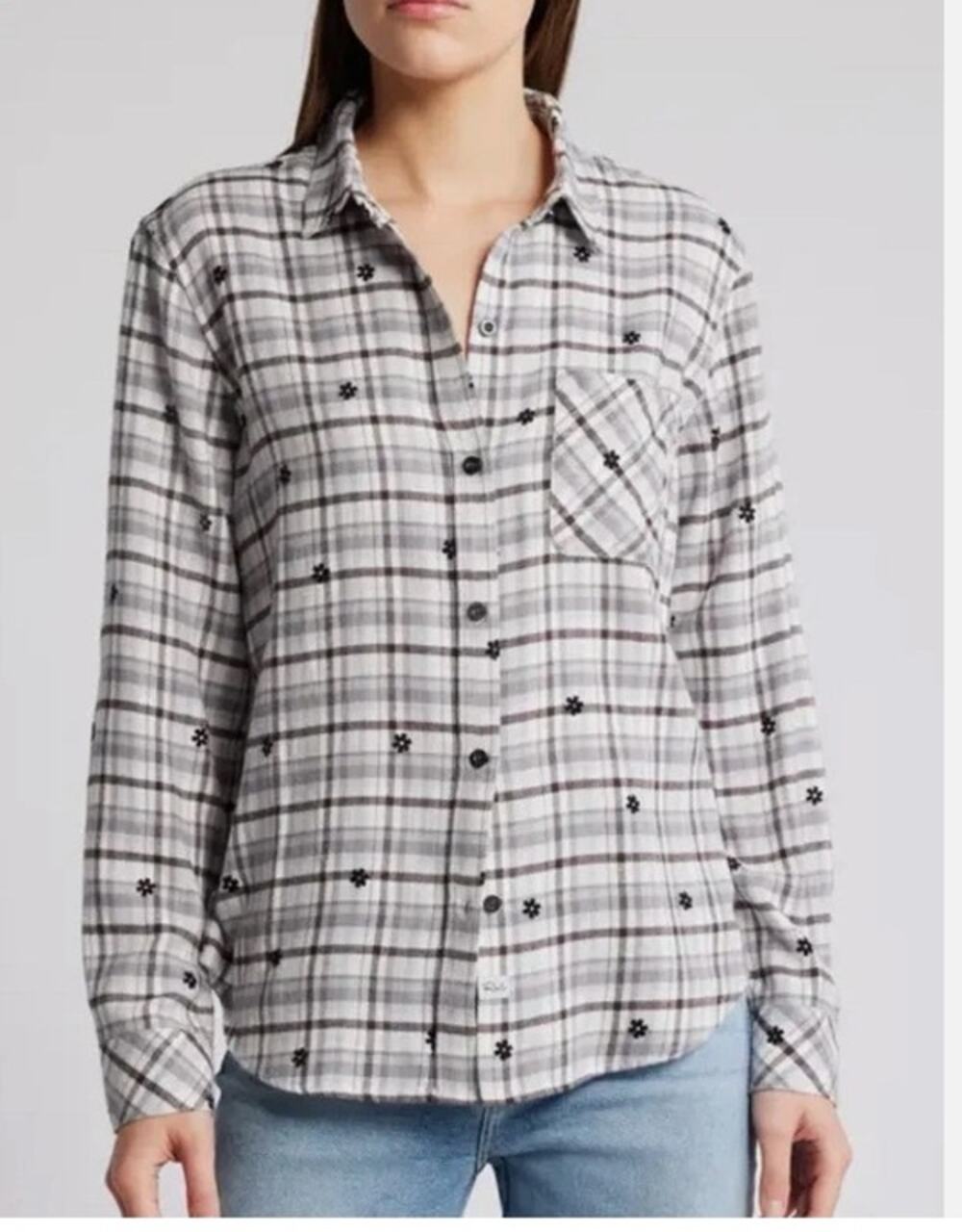 Rails XS Petite Milo Plaid Stars Embellished Button-Up Shirt Fall